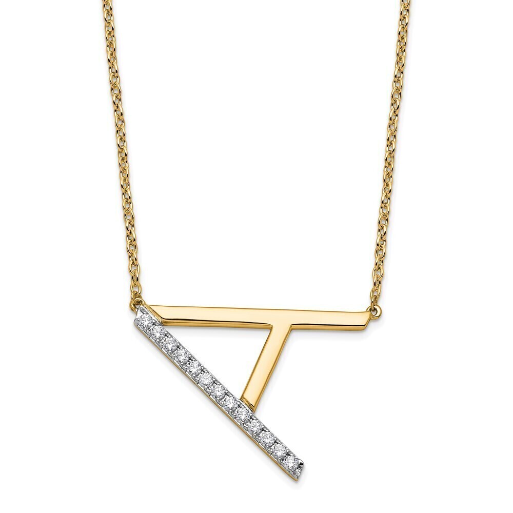 Kazi Luxury 14K Sideways Diamond Initial A Necklace